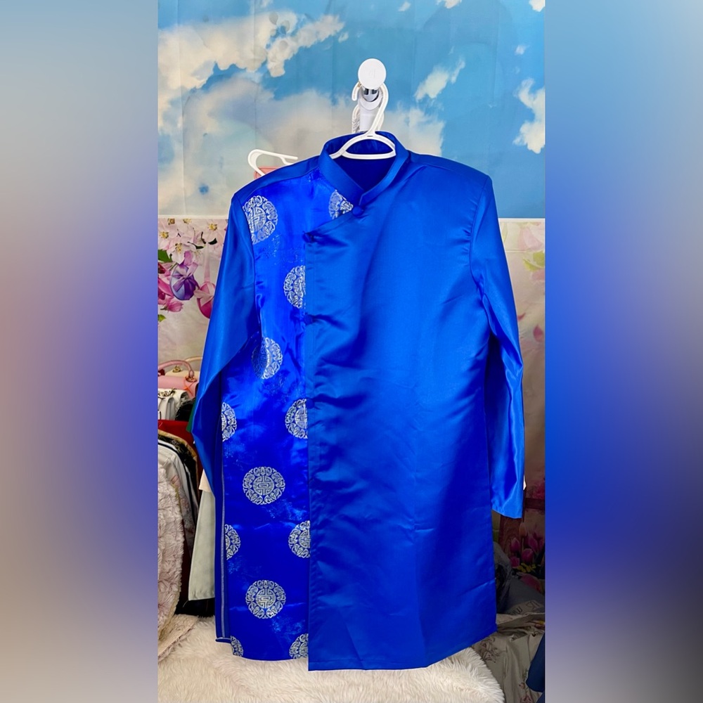 ao dai gam cach Tan Nam, Vietnamese Men’s modern contemporary long dress top xxl